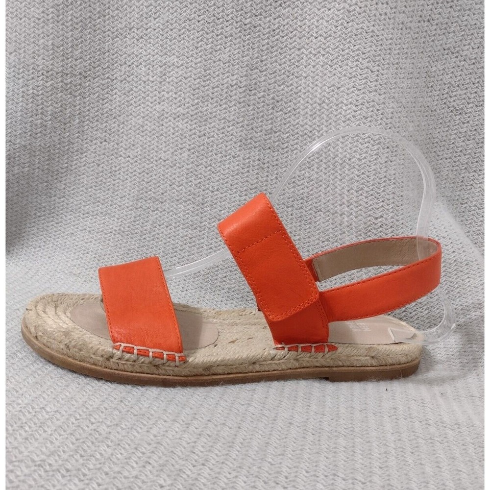 Eileen Fisher Orange Leather Espadrille Slingback Sandals